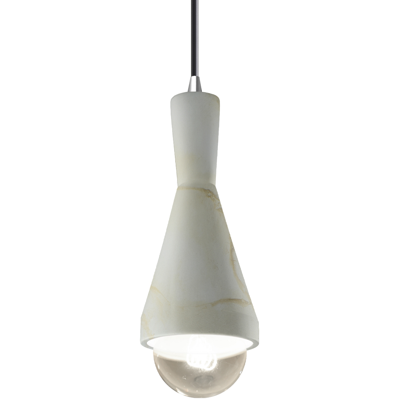 Radiance Collection - Erlen 1 Light 4.75 inch Carrara Marble and Polished Chrome Pendant Ceiling Light in Replaceable Bulb, Black, Form+Finish+Function