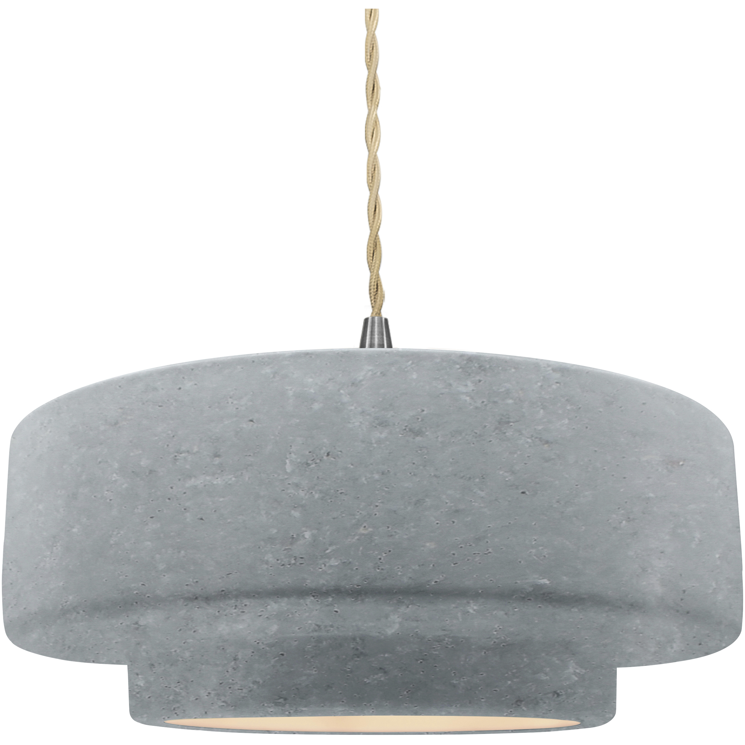 Radiance Collection - Tier Pendant Ceiling Light in Brushed Nickel, Dedicated LED, Beige Twist Cord, Concrete, 14.5W x 5.25H, Form+Finish+Function