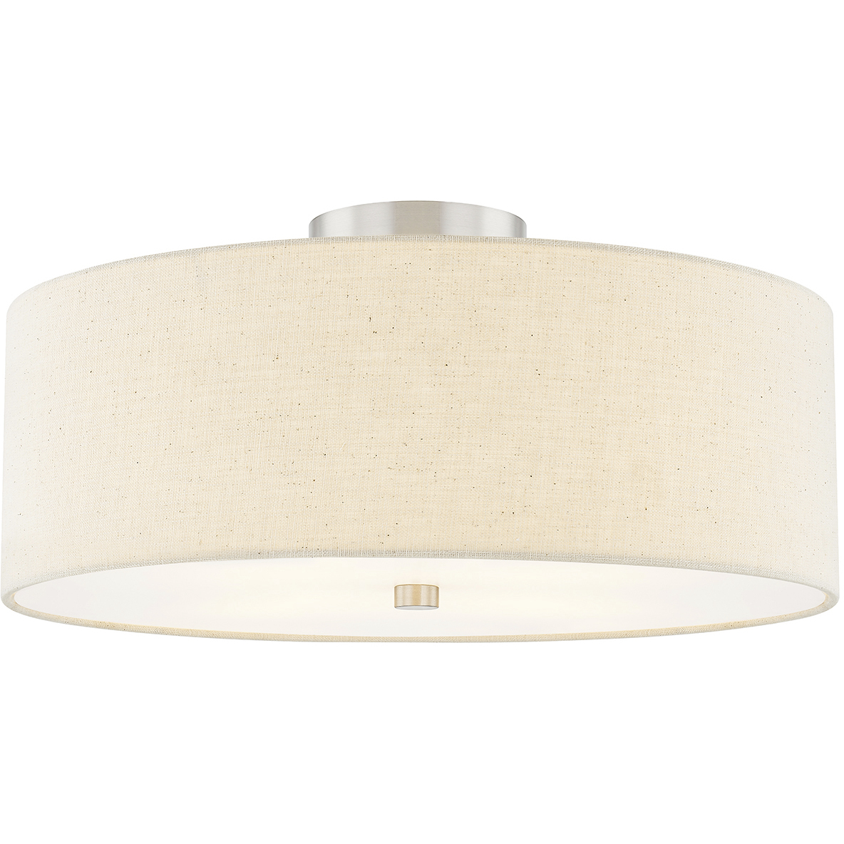 Textile Collection 4 Light 18 inch Brushed Nickel Semi Flush Ceiling Light in Cream (CandleAria), Classic Family