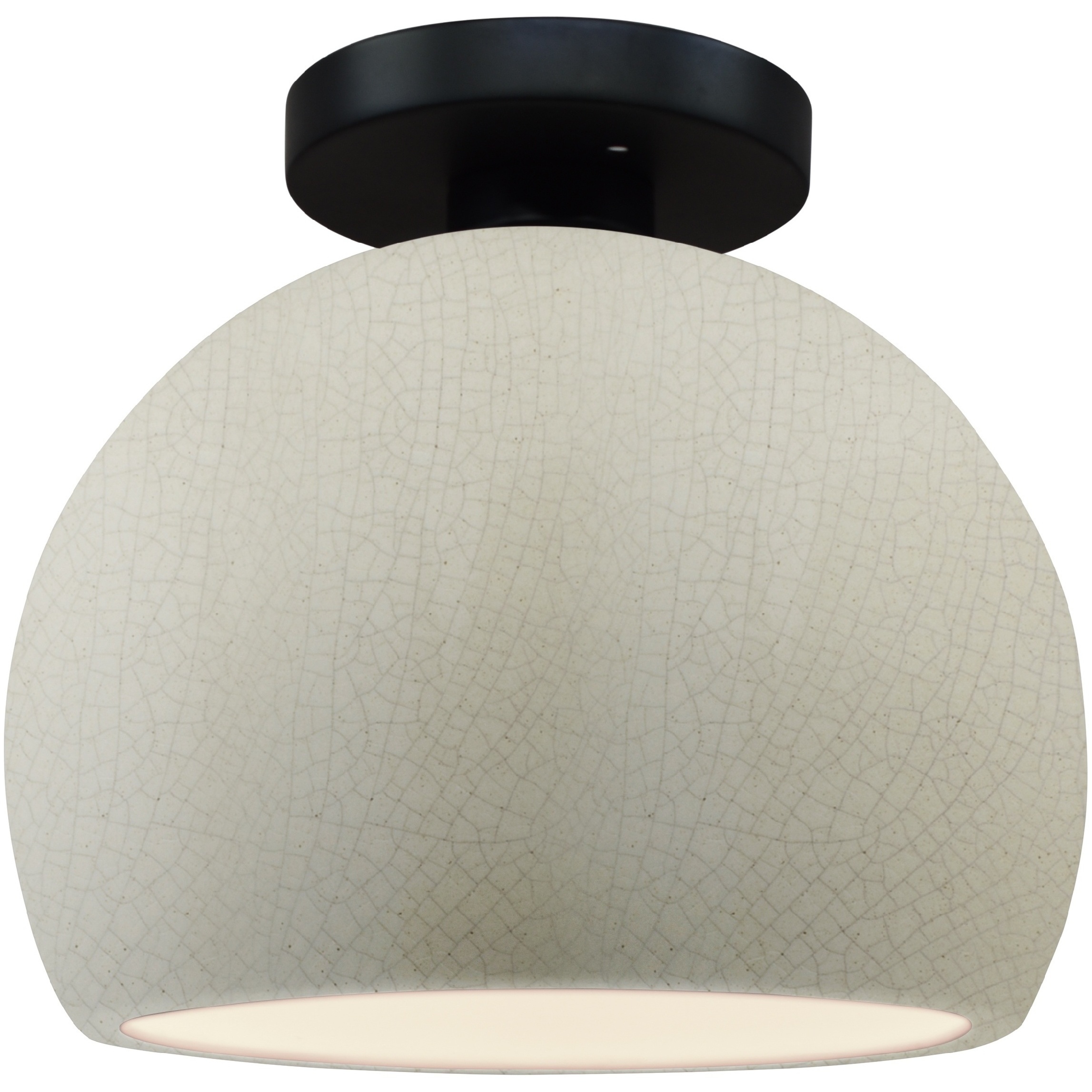 Radiance LED 7 inch White Crackle and Matte Black Semi Flush Ceiling Light