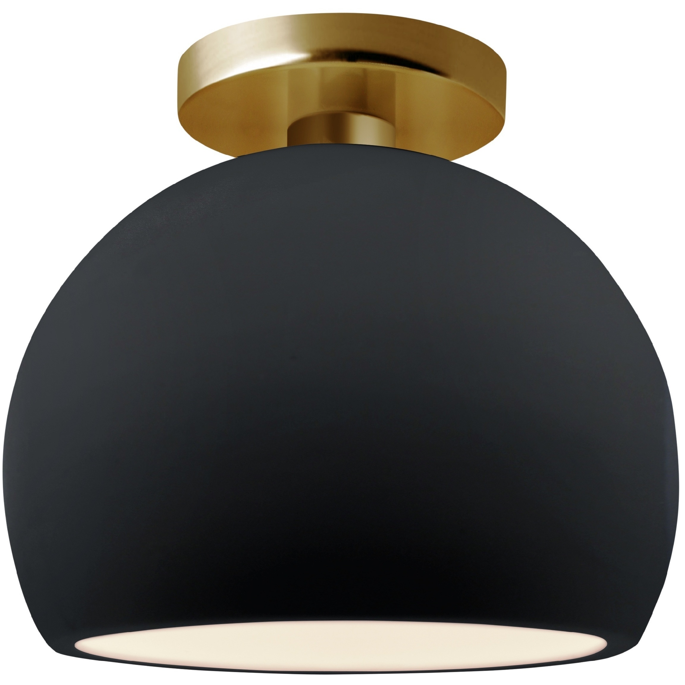 Radiance 1 Light 7 inch Gloss Black and Matte White and Brushed Brass Semi Flush Ceiling Light