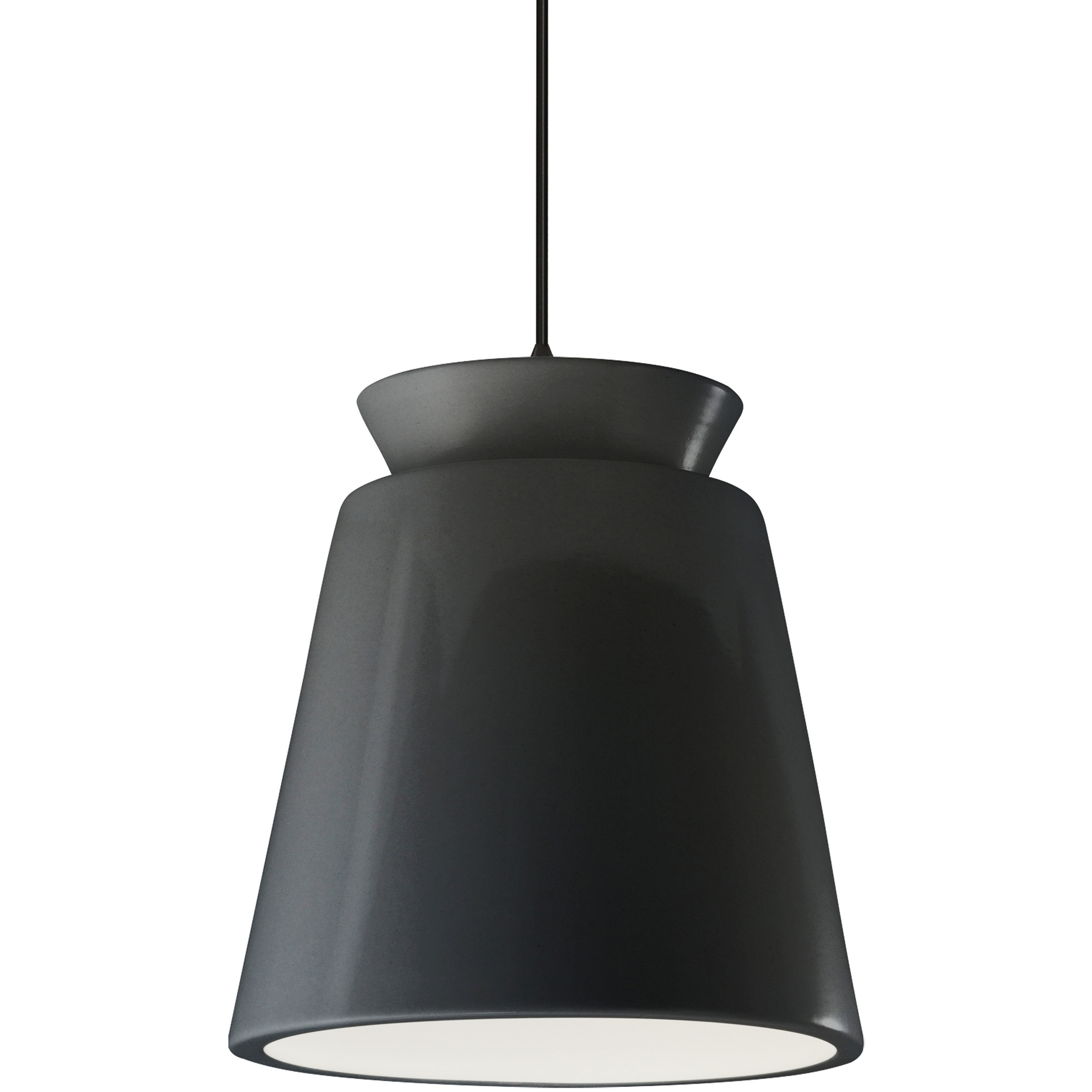 Radiance Collection - Trapezoid 1 Light 13.5 inch Gloss Grey Pendant Ceiling Light in Matte Black, Replaceable Bulb, Gloss Gray, Black, Form+Finish+Function