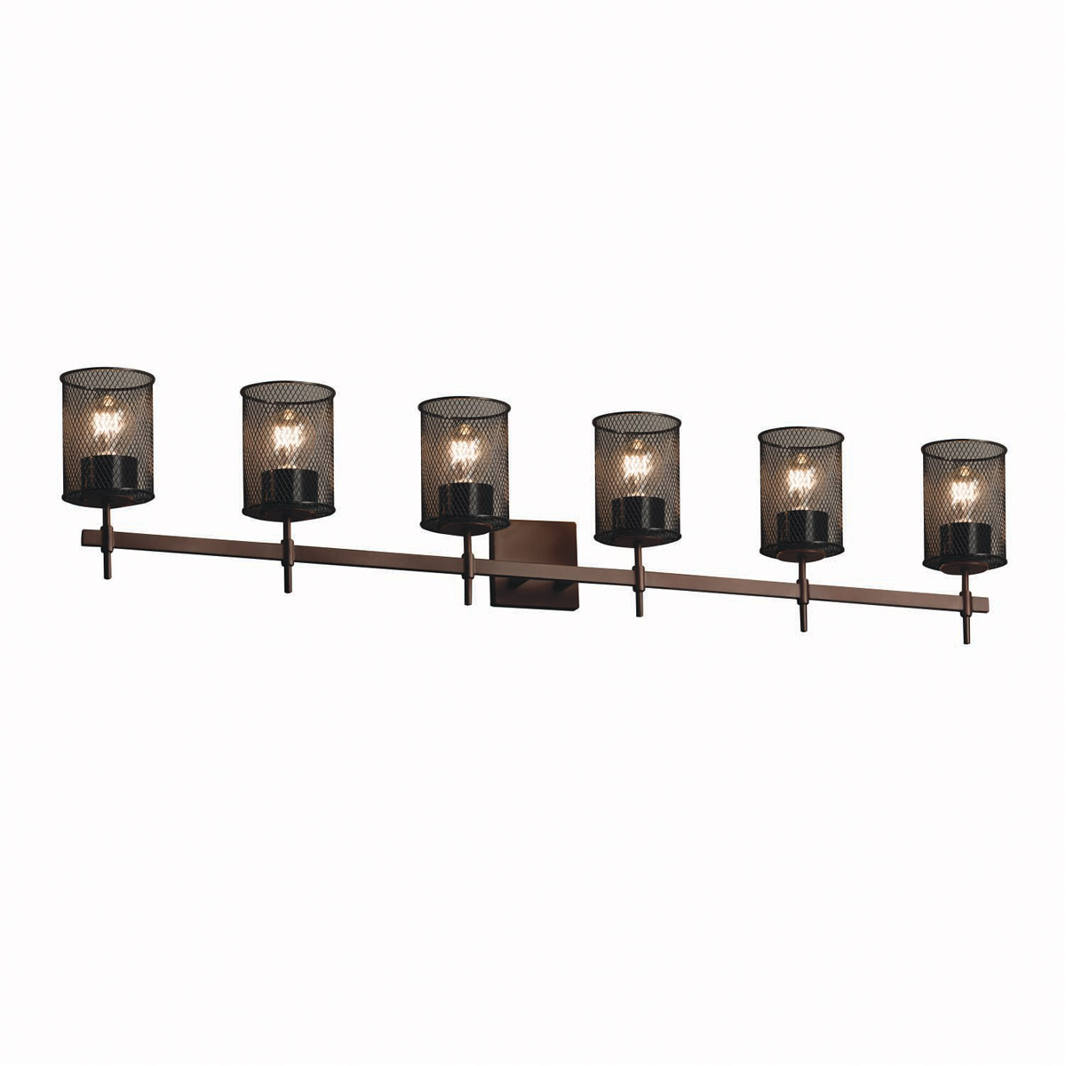 Wire Mesh 6 Light 49 inch Polished Chrome Bath Bar Wall Light in Square with Flat Rim