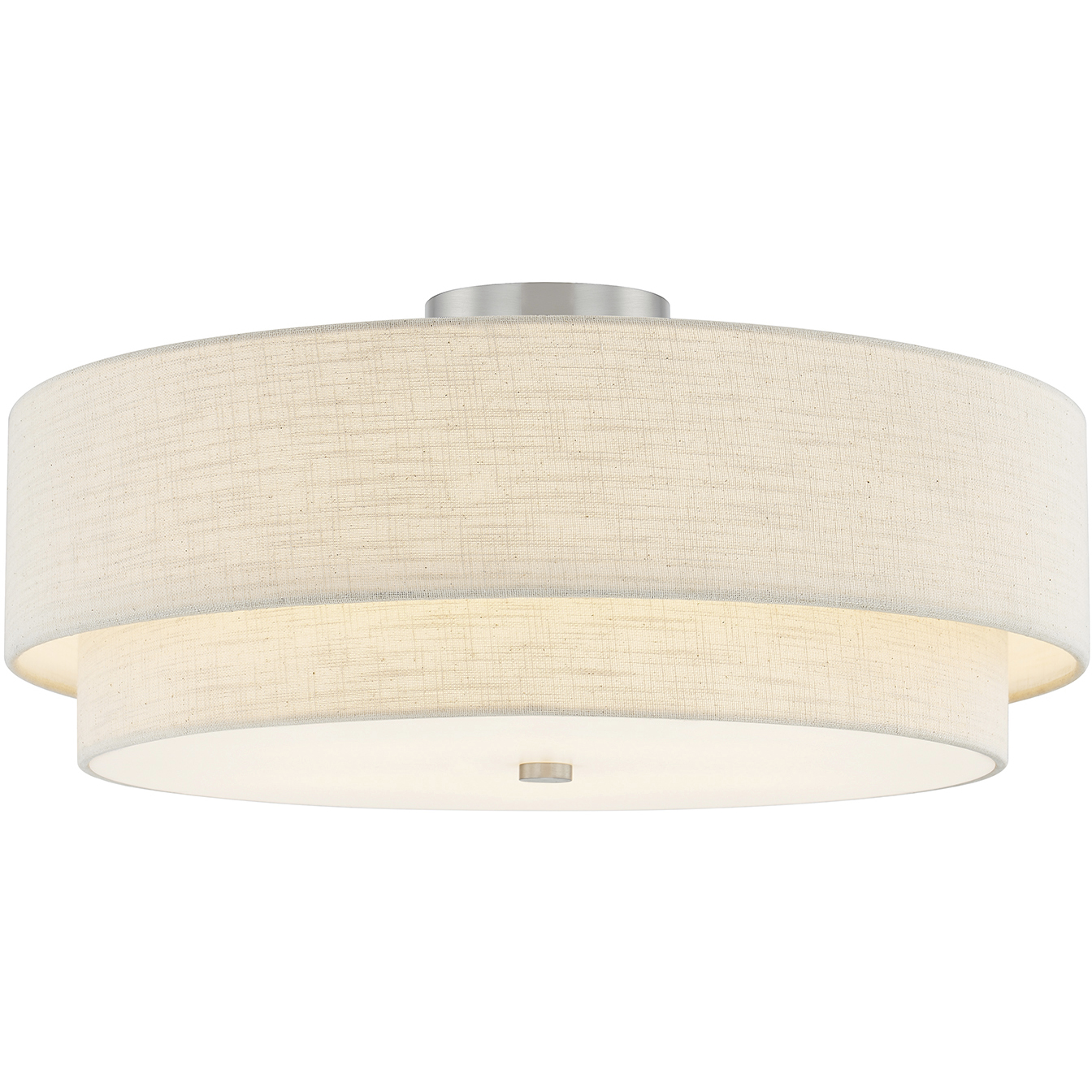 Textile Collection 5 Light 22 inch Brushed Nickel Semi Flush Ceiling Light in Cream (CandleAria), Classic Family