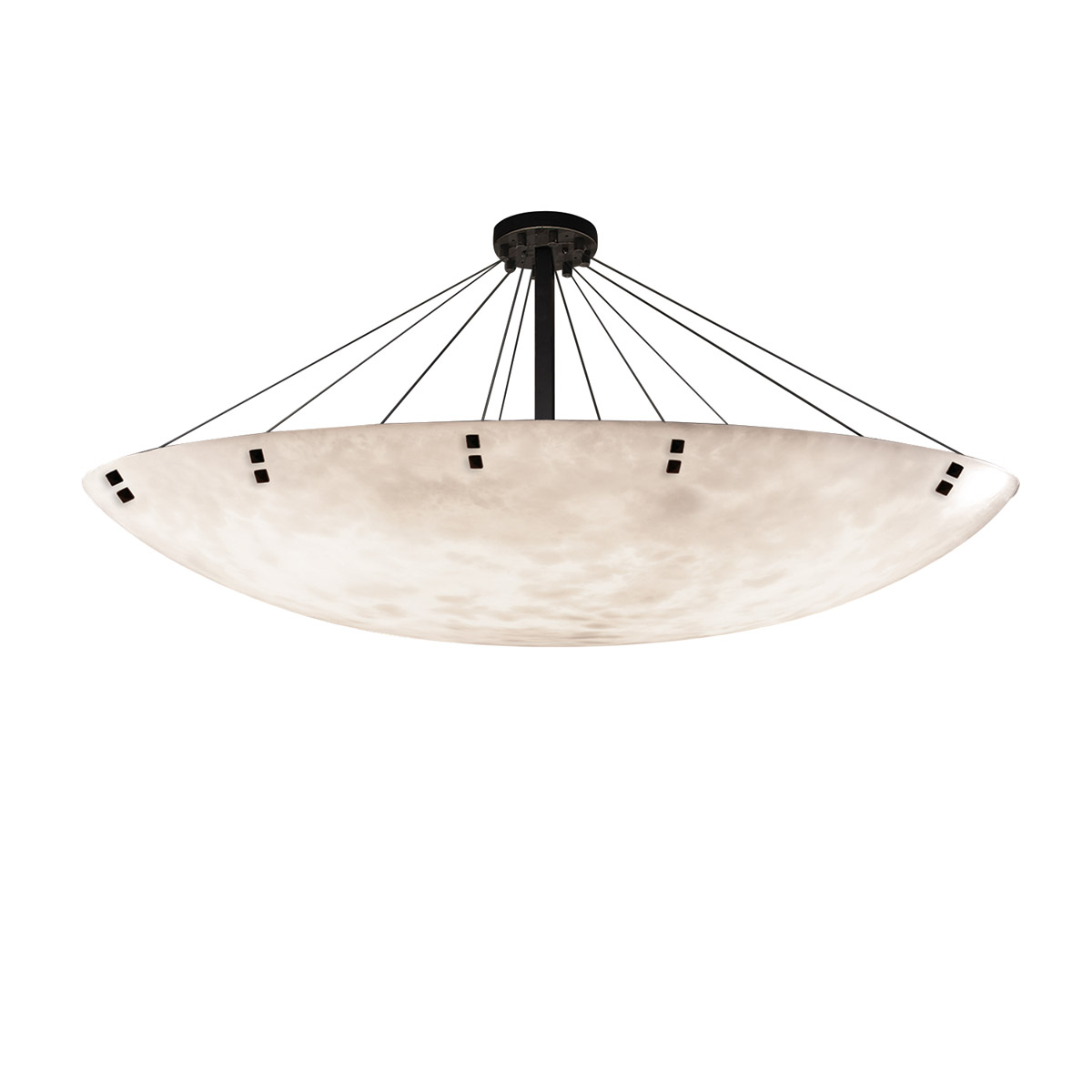 Clouds LED 72 inch Matte Black Semi-Flush Bowl with Finial Ceiling Light in 12000 Lm LED, Pair of Squares