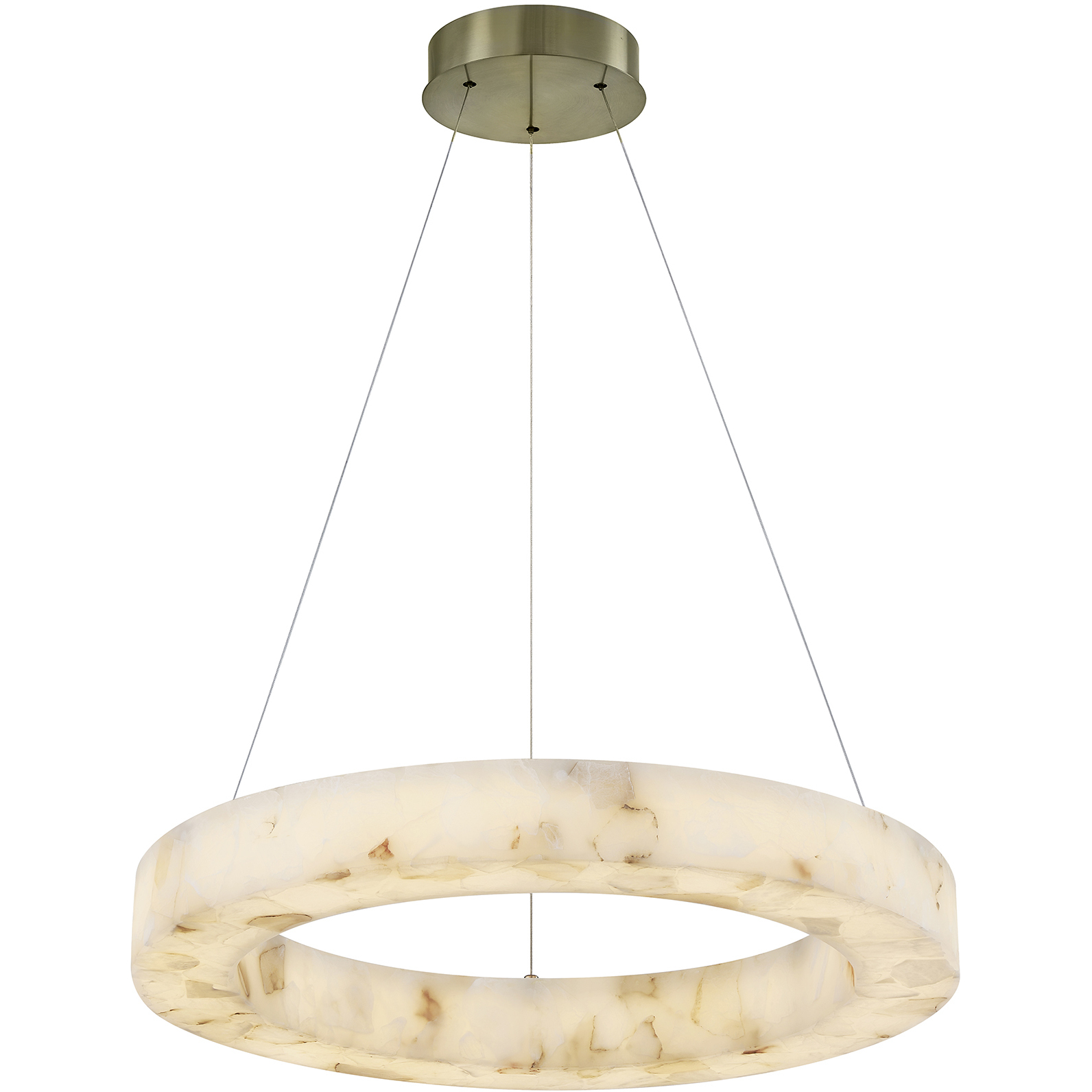 Alabaster Rocks Collection - Medley Family LED 24 inch Brushed Brass and Alabaster Rocks Pendant Ceiling Light in 24" D x 24" W x 3" H, EVOLV
