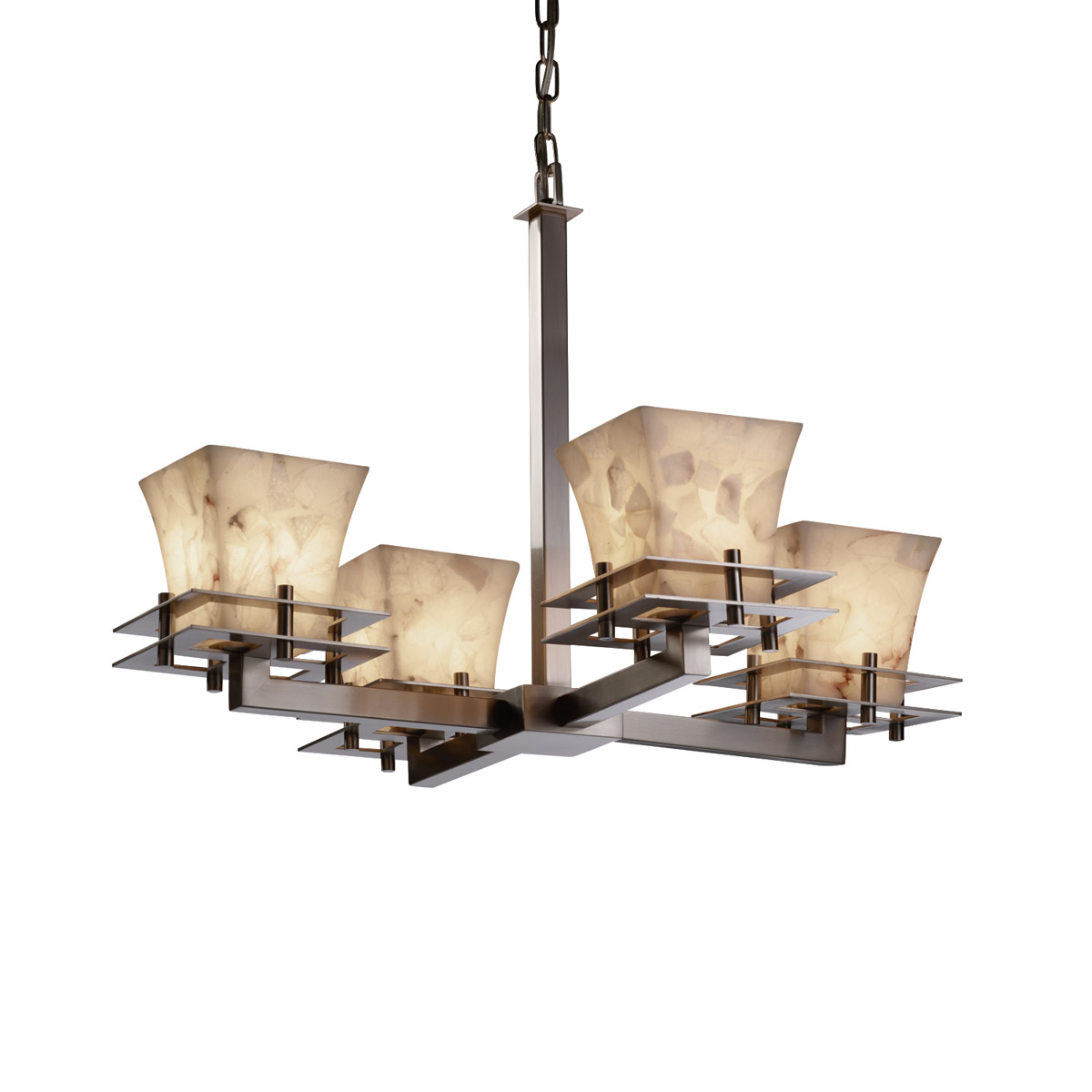 Metropolis 4 Light 25 inch Brushed Nickel Chandelier Ceiling Light in Square Flared