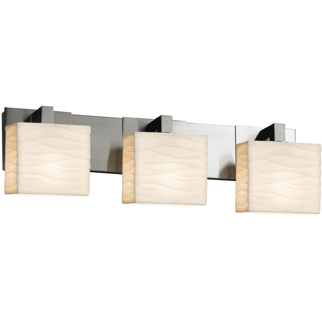 Porcelina 3 Light 27 inch Brushed Nickel Vanity Light Wall Light in Waterfall, Incandescent