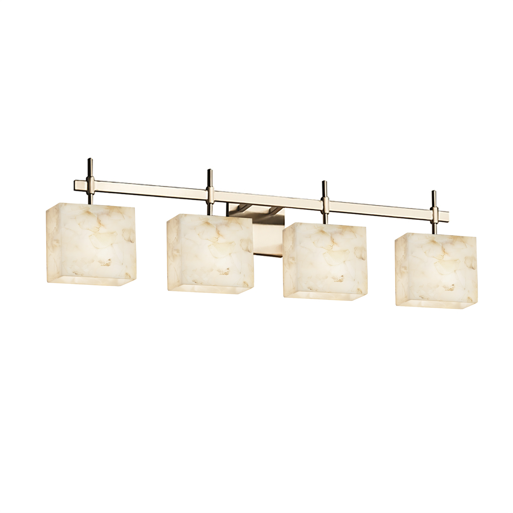 Alabaster Rocks 4 Light 32.5 inch Brushed Nickel Vanity Light Wall Light in Rectangle, Incandescent
