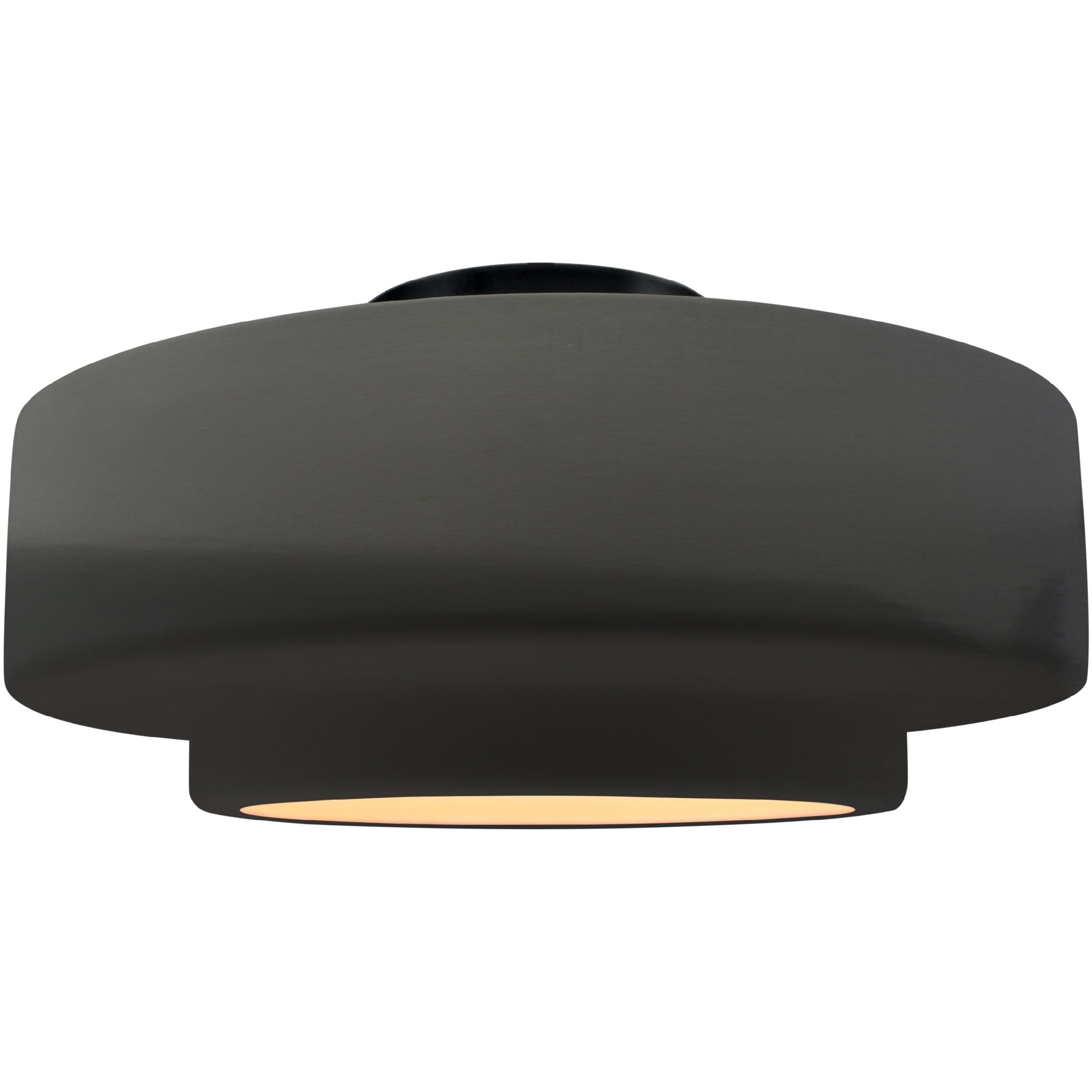 Radiance Collection - Tier 1 Light 14.5 inch Gloss Grey and Matte Black Semi-Flush Ceiling Light in Replaceable Bulb, Gloss Gray, 14.5W x 7.25H, Form+Finish+Function
