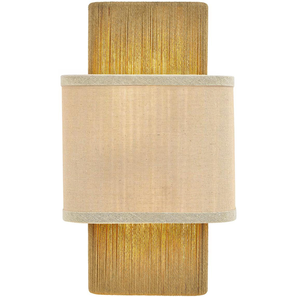 Textile Collection - Narberth Family 2 Light 8 inch Brushed Brass and Cream Linen ADA Wall Sconce Wall Light, EVOLV