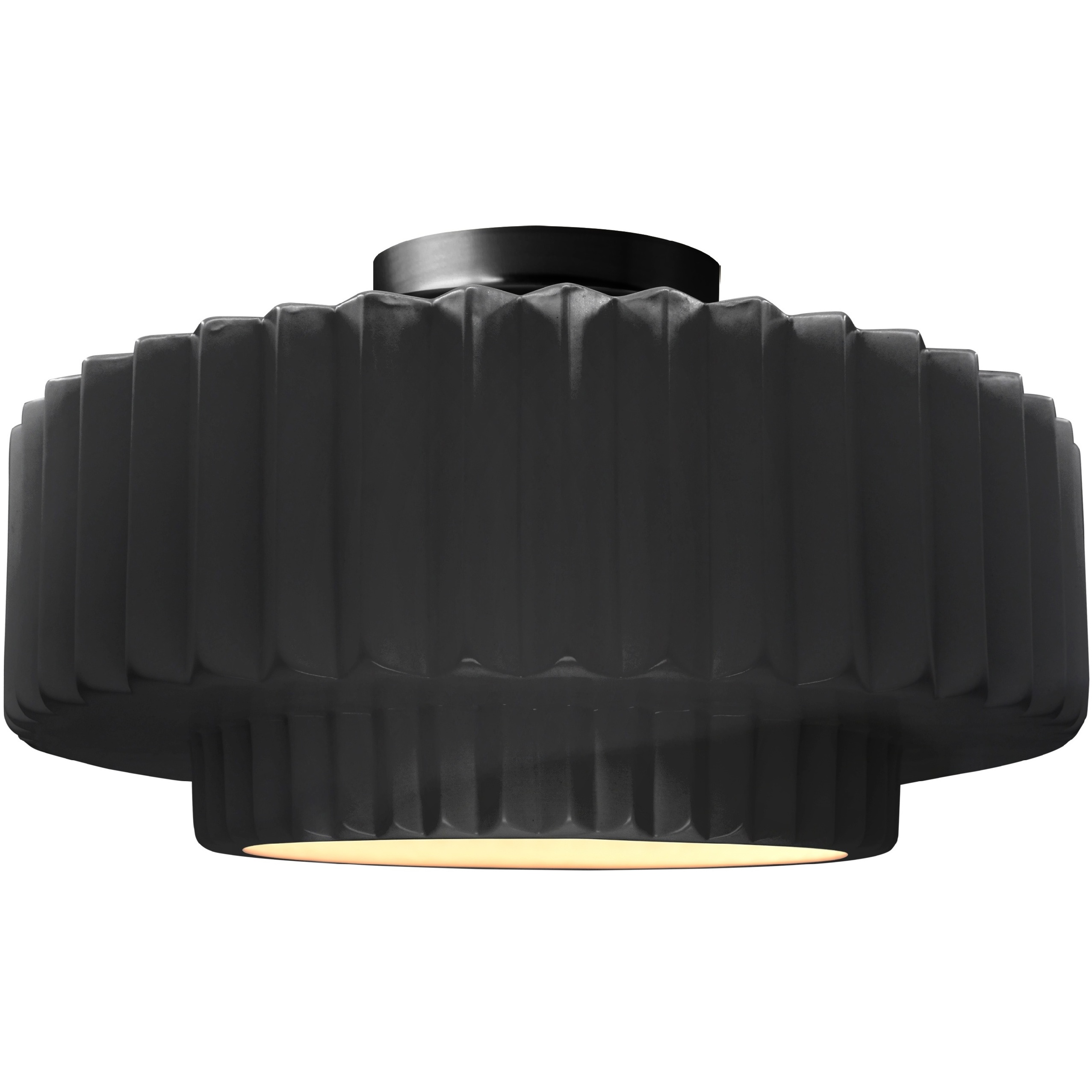 Radiance Collection - Pleated Tier 1 Light 14.5 inch Gloss Black and Matte Black Semi-Flush Ceiling Light in Replaceable Bulb, 14.5W x 7.25H, Form+Finish+Function
