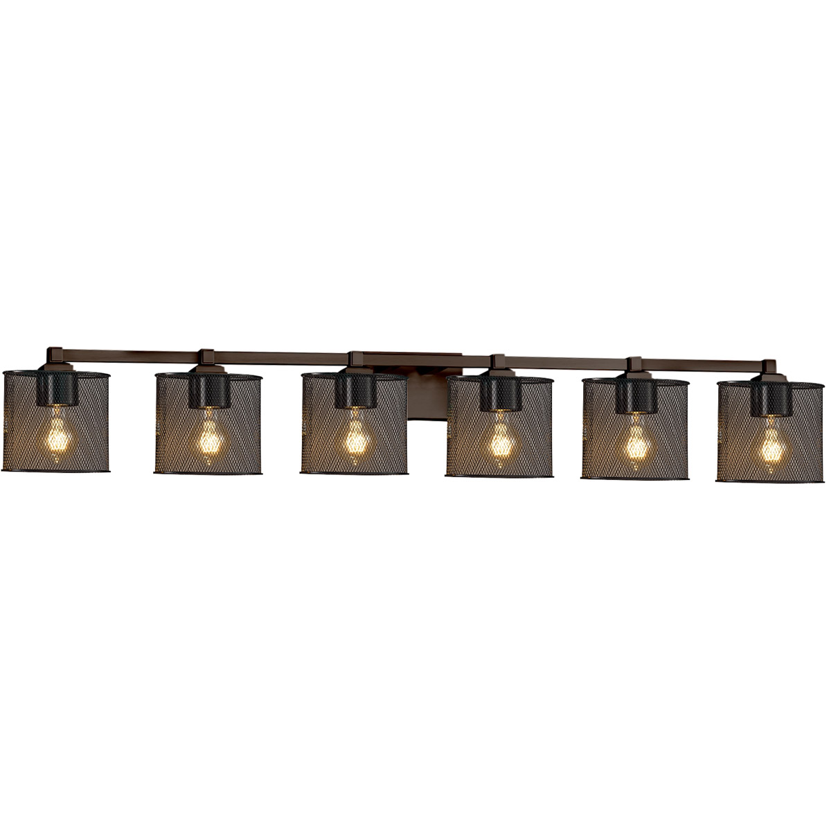 Wire Mesh 1 Light 49 inch Polished Chrome Bath Bar Wall Light in Square with Flat Rim, Regency