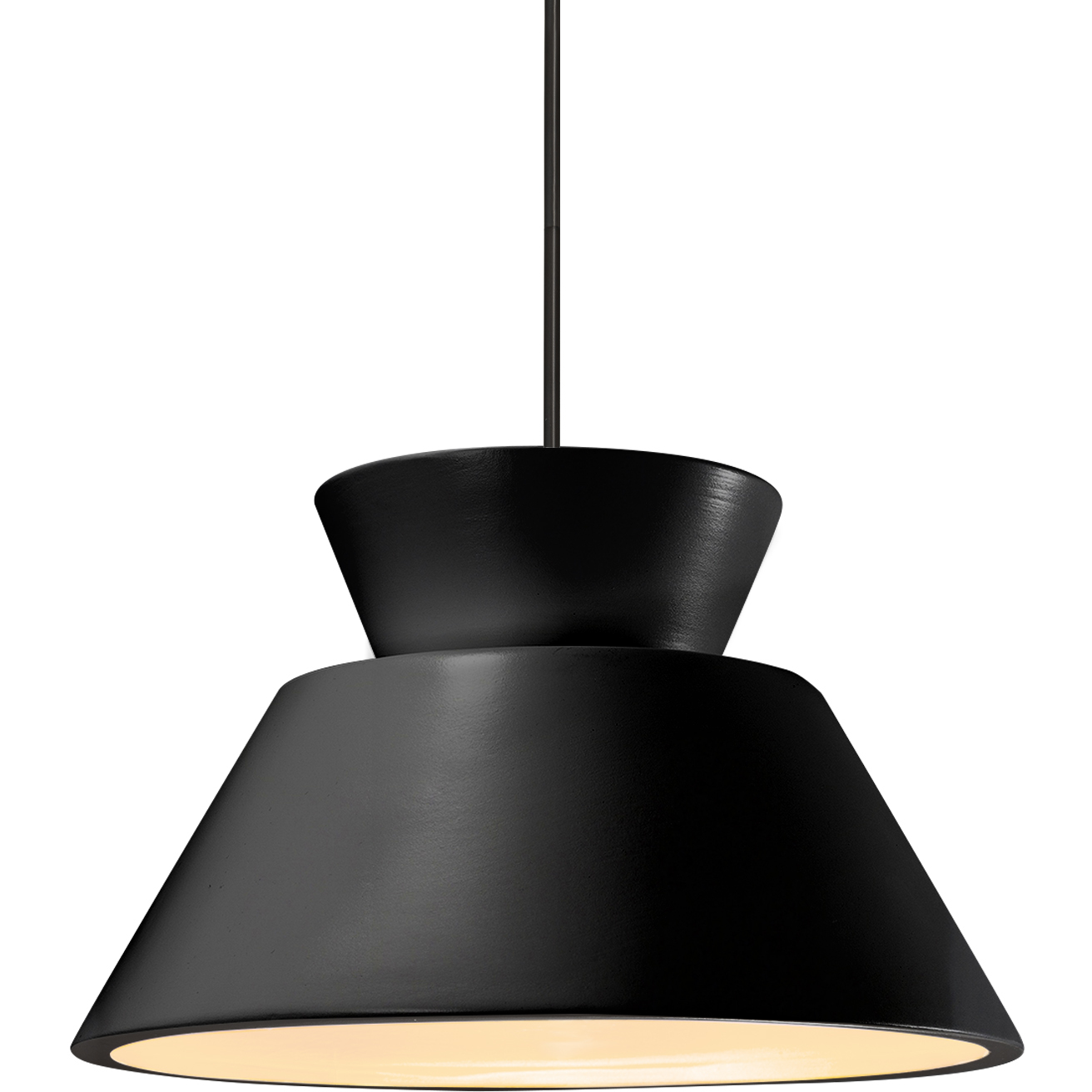 Radiance Collection - Trapezoid 1 Light 14 inch Gloss Black Pendant Ceiling Light in Matte Black, Replaceable Bulb, Rigid Stem, Form+Finish+Function