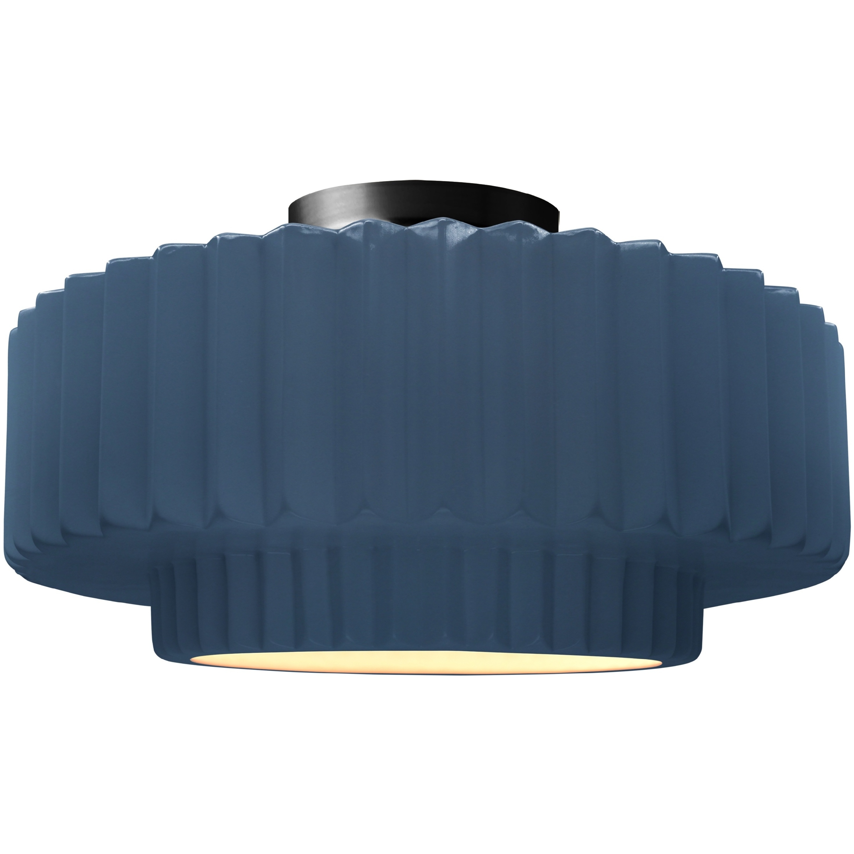 Radiance Collection - Pleated Tier LED 16.5 inch Midnight Sky and Matte White and Matte Black Semi-Flush Ceiling Light in Dedicated LED, Midnight Sky/Matte White, 16.5W x 8H, Form+Finish+Function