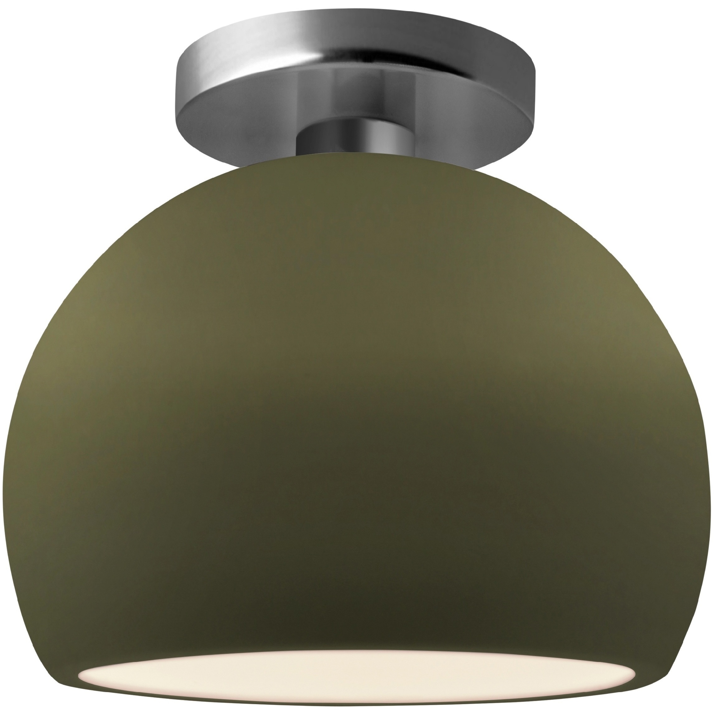Radiance LED 7 inch Matte Green and Brushed Nickel Semi Flush Ceiling Light