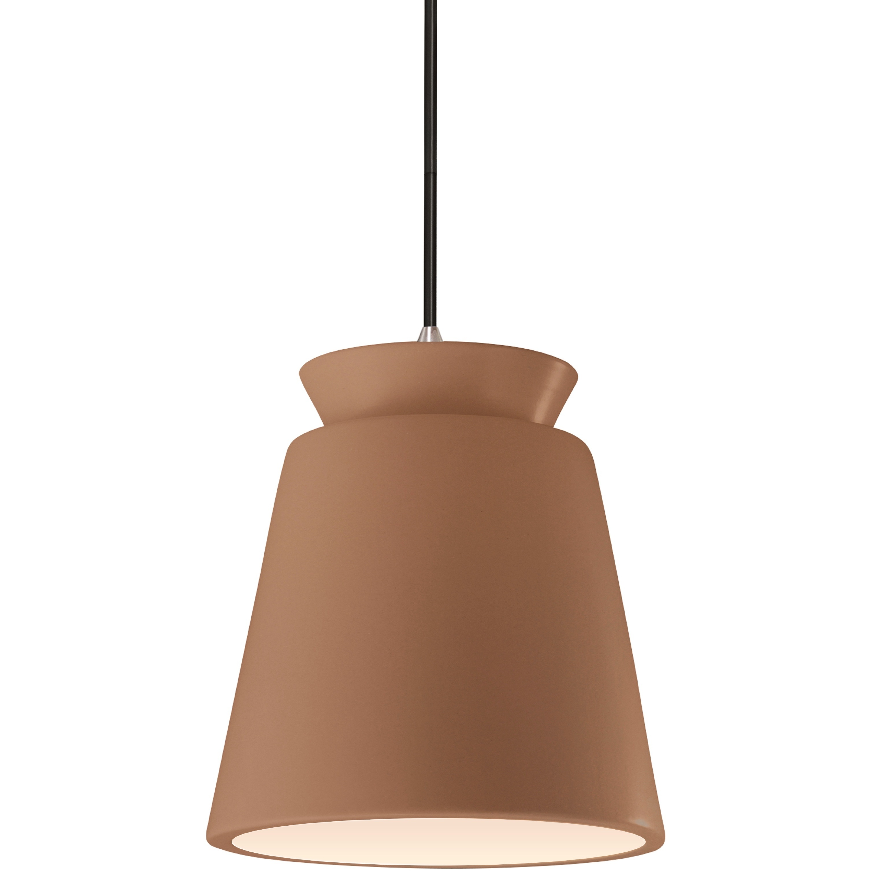 Radiance Collection - Trapezoid LED 7.75 inch Adobe and Brushed Nickel Pendant Ceiling Light in Dedicated LED, Black, Form+Finish+Function