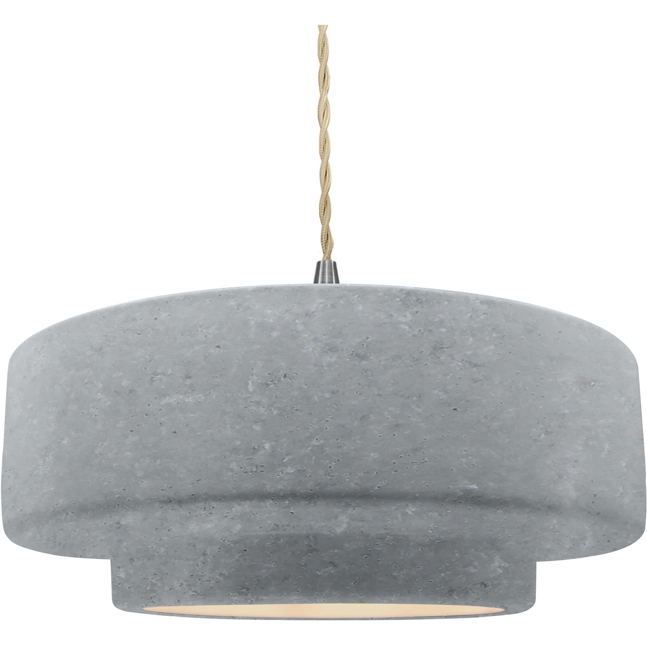 Radiance Collection - Tier Pendant Ceiling Light in Brushed Nickel, Dedicated LED, Beige Twist Cord, Concrete, 16.25W x 6H, Form+Finish+Function