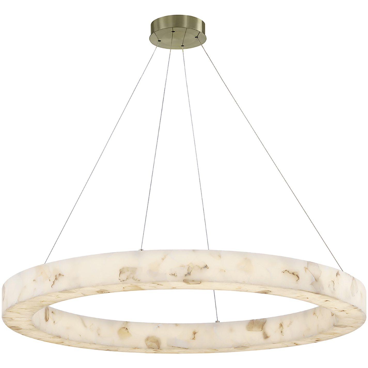 Alabaster Rocks Collection - Medley Family LED 42 inch Brushed Brass and Alabaster Rocks Pendant Ceiling Light in 42" D x 42" W x 3.5" H, EVOLV