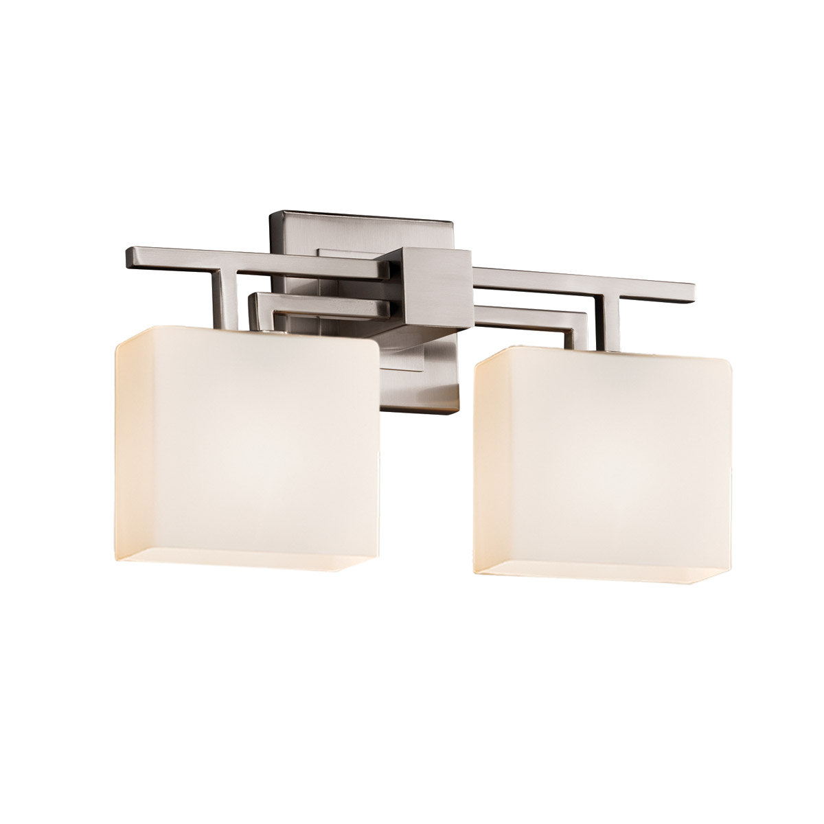 Fusion 2 Light 16 inch Polished Chrome Bath Bar Wall Light in Square with Flat Rim, Incandescent, Weave Fusion