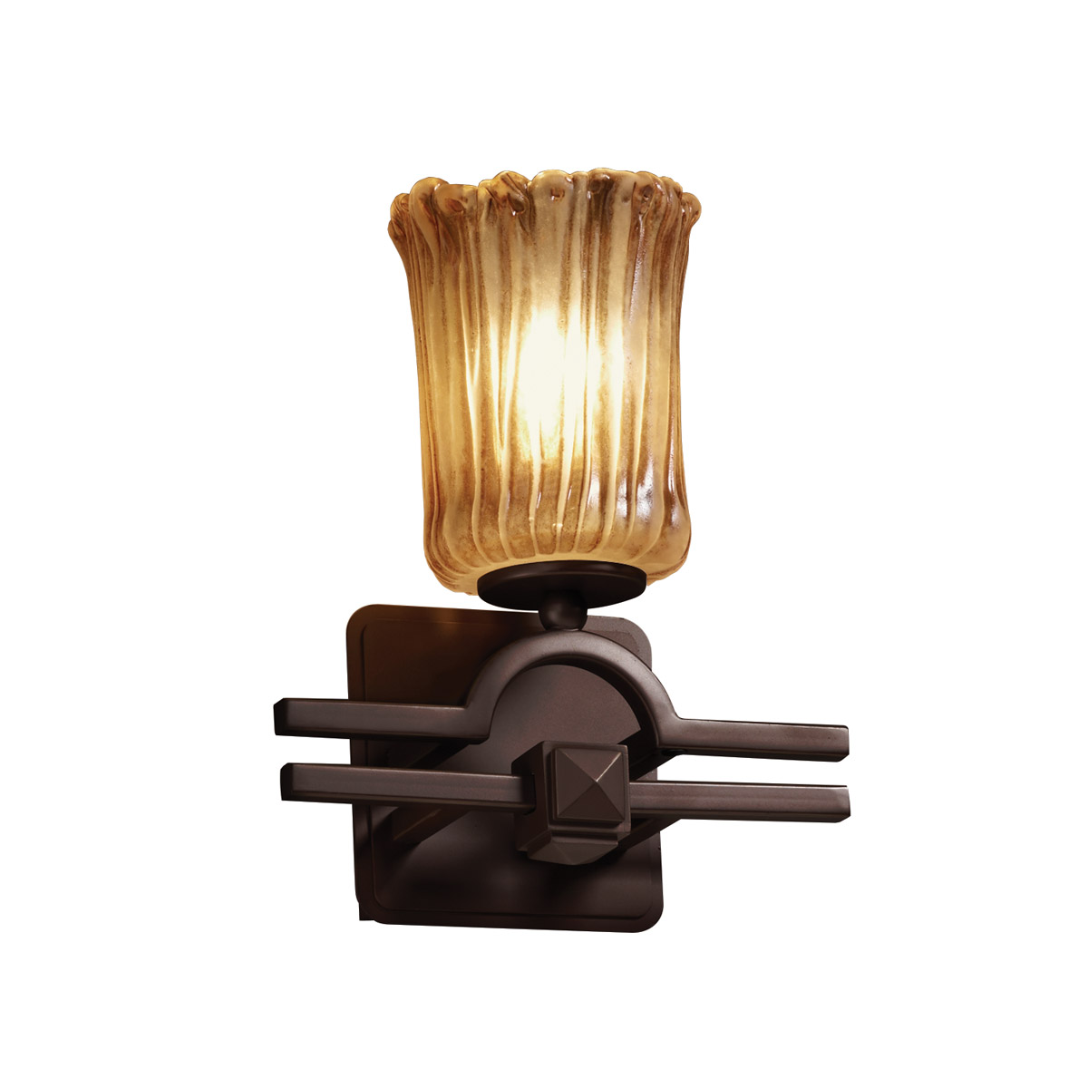 Veneto Luce 1 Light 9 inch Dark Bronze Wall Sconce Wall Light in Amber (Veneto Luce), Cylinder with Rippled Rim, Incandescent