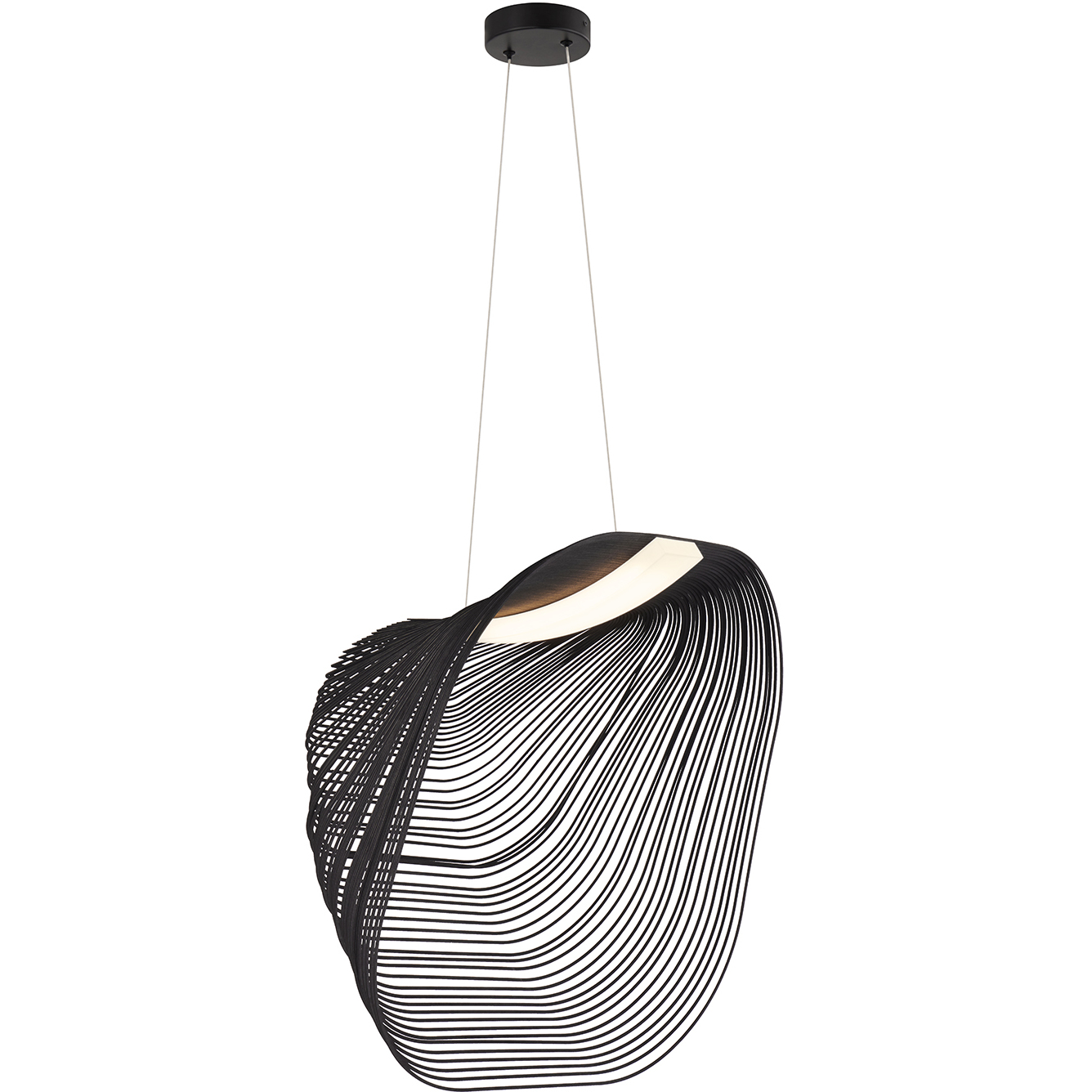 Eco Collection - Madera Family 23.75 inch Matte Black and Black Wood Pendant Ceiling Light, EVOLV