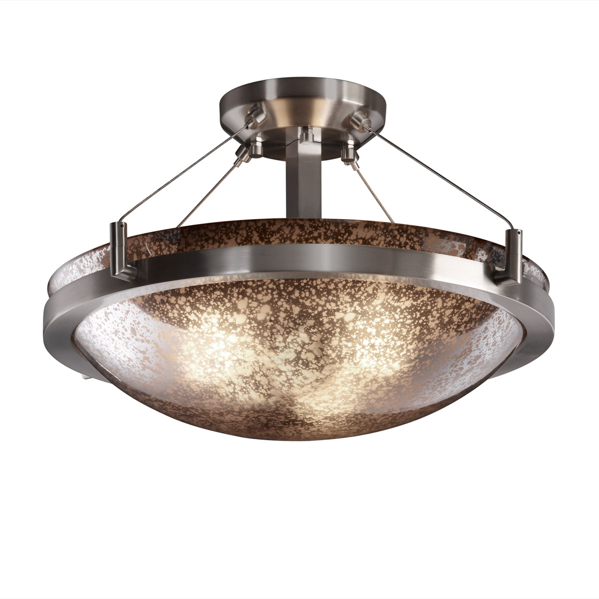 Fusion LED 21 inch Dark Bronze Semi-Flush Ceiling Light in 3000 Lm LED, Opal Fusion, Ring
