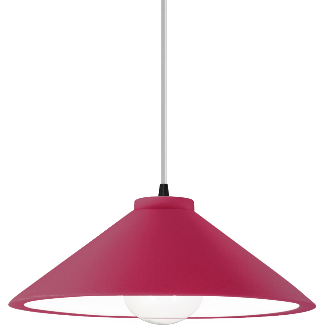 Radiance Collection - Flare 1 Light 11.75 inch Cerise and Matte Black Pendant Ceiling Light in Replaceable Bulb, White, Form+Finish+Function