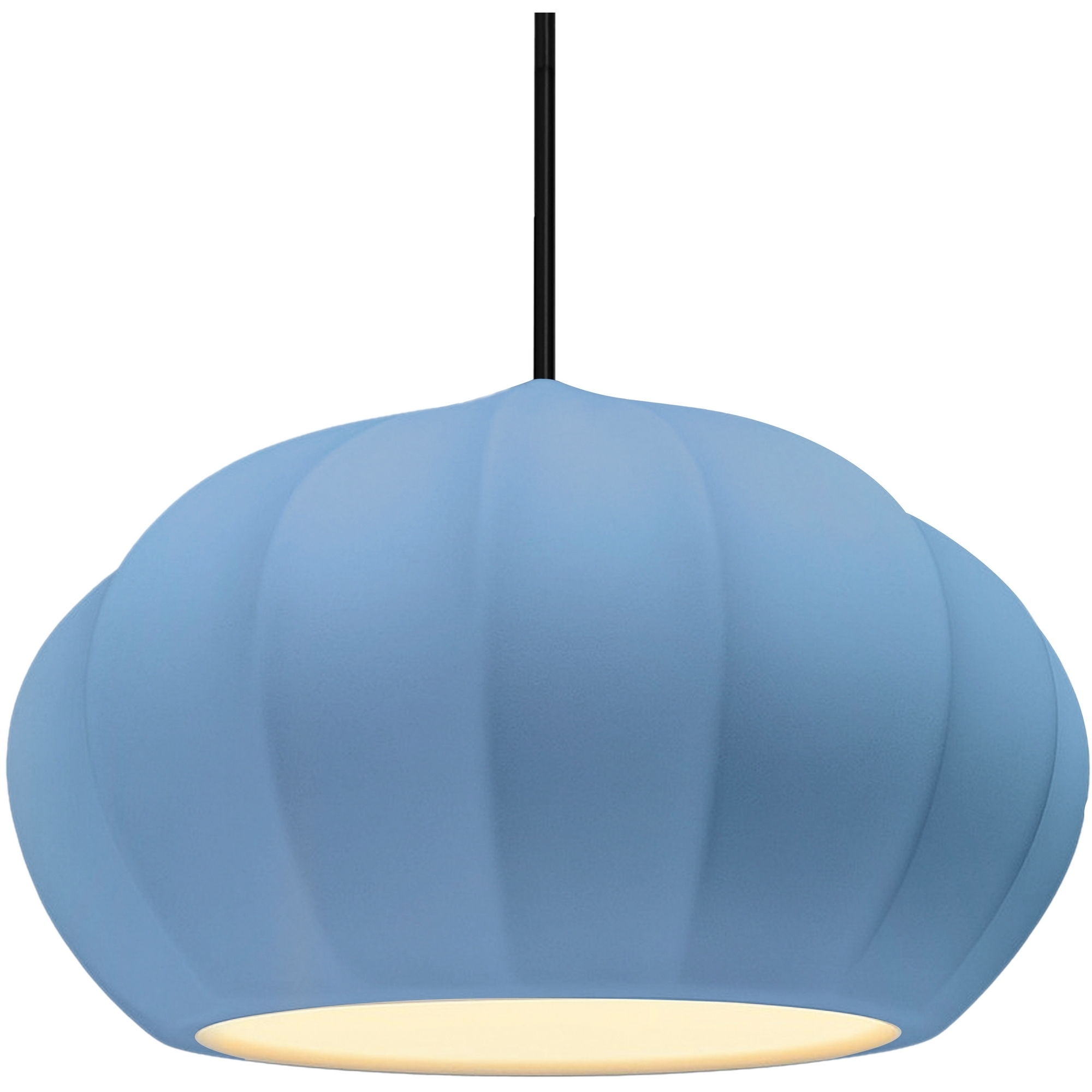Radiance Collection - Fluted Pendant Ceiling Light in Polished Chrome, Dedicated LED, Black Cord, Sky Blue, Form+Finish+Function