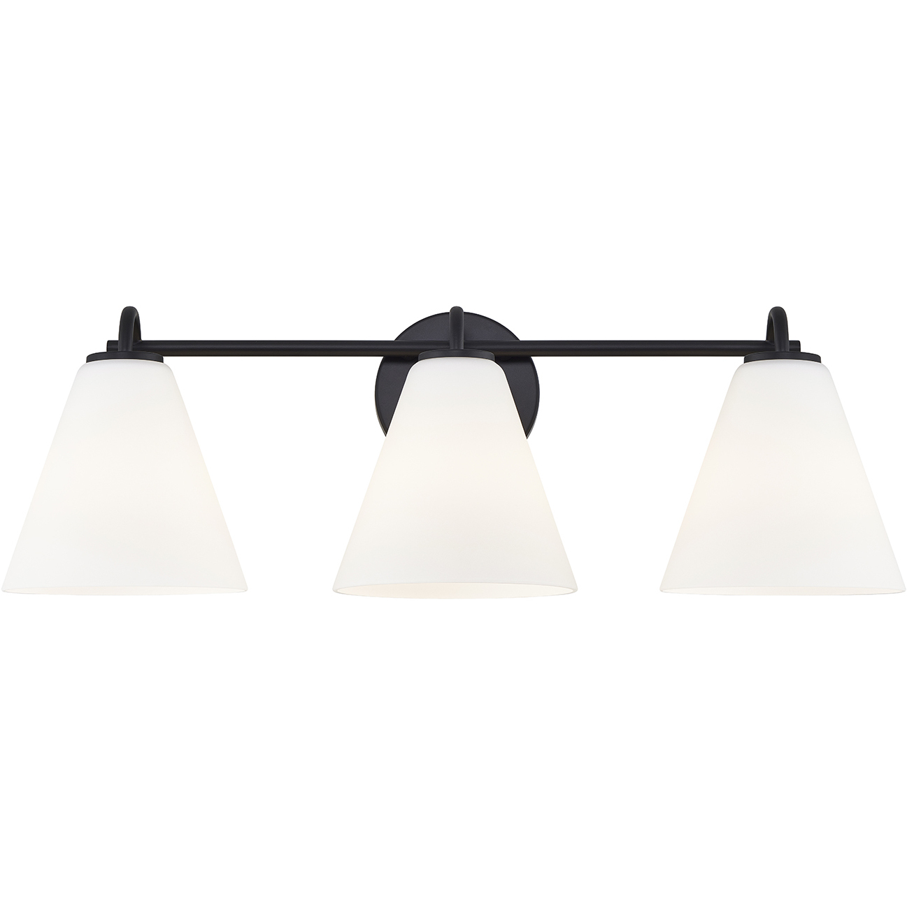 Fusion Collection - Pavia Family 3 Light 24.75 inch Matte Black and Opal Bath Bar Wall Light, EVOLV