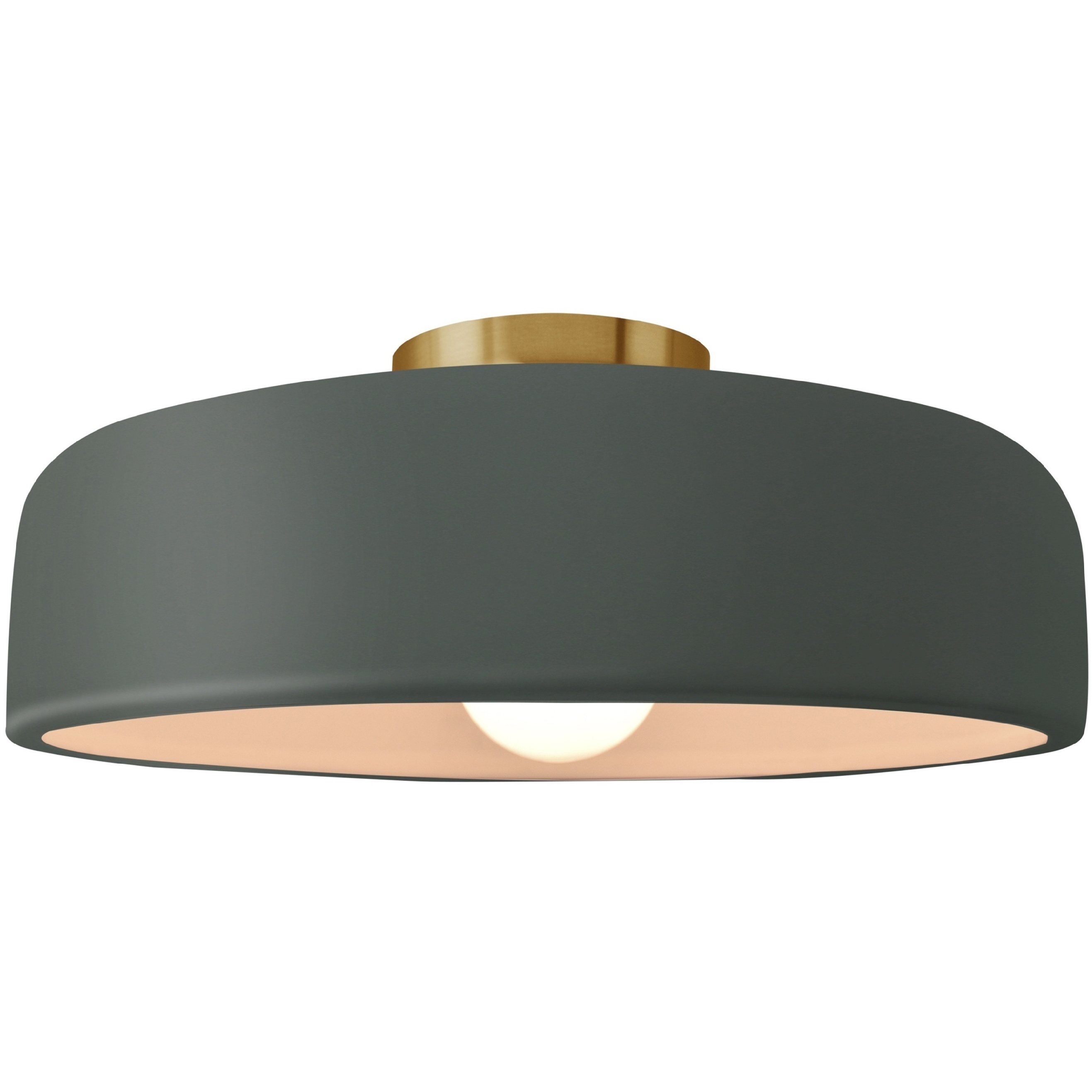Radiance Collection - Spire 1 Light 13 inch Pewter Green and Brushed Brass Semi-Flush Ceiling Light in Replaceable Bulb, 13W x 6H, Form+Finish+Function
