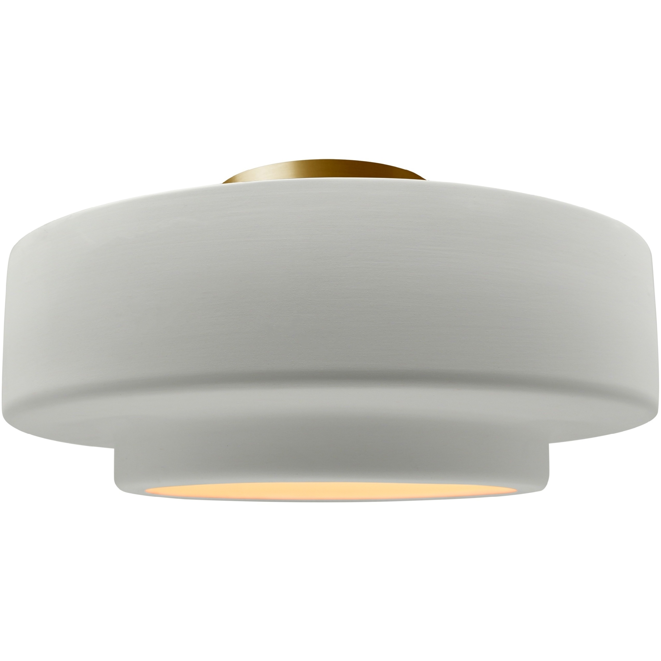 Radiance Collection - Tier LED 14.5 inch Matte White and Brushed Brass Semi-Flush Ceiling Light in Dedicated LED, 14.5W x 7.25H, Form+Finish+Function