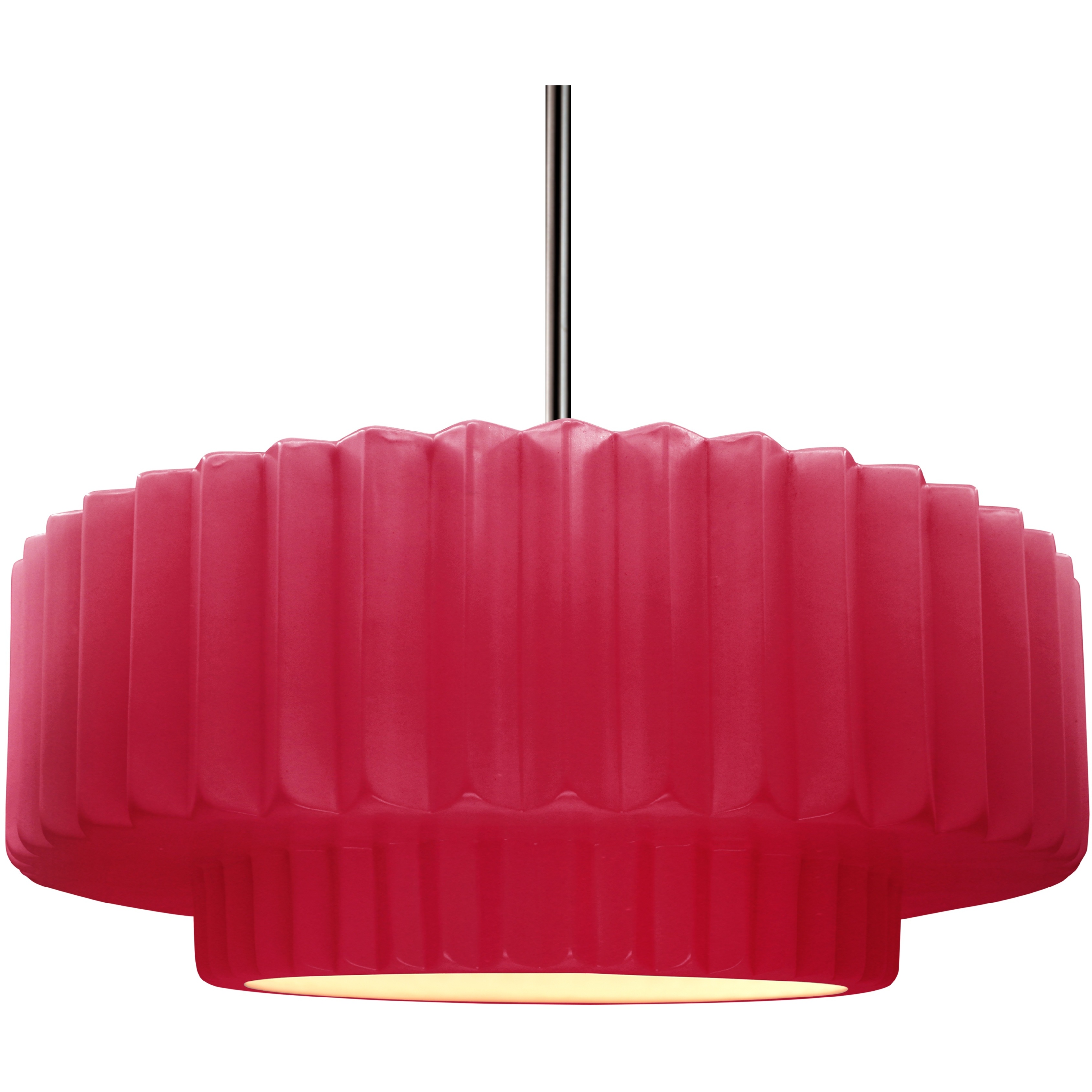 Radiance Collection - Pleated Tier Pendant Ceiling Light in Brushed Nickel, Black Cord, Replaceable Bulb, Cerise, 16.25W x 6H, Form+Finish+Function